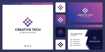 letter G with tech style and gradient color. business card. vector