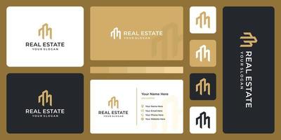 real estate building logo design template and business card design.