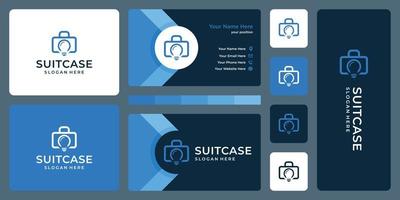 suitcase logo and lamp logo. business card design vector