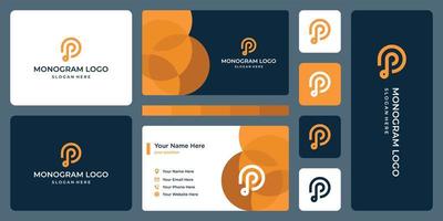 initial letter P monogram and business card design. vector