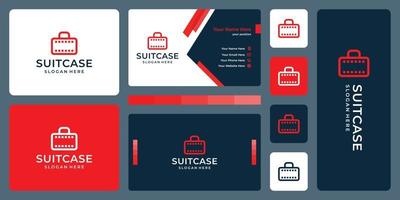 suitcase logo and filmstrip logo. business card design vector