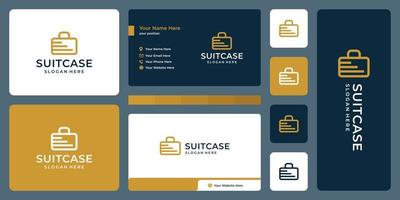 suitcase logo and stairs logo. business card design vector