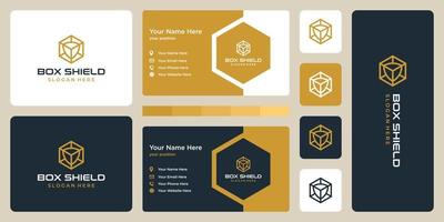 inspiarations logo box and Shield logo. business card design template vector