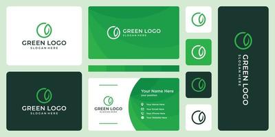 abstract leaf shape with circle and business card design vector