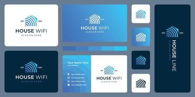 modern house with line and signal models. business card. vector