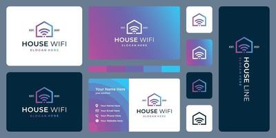 modern house with line and signal models. business card. vector