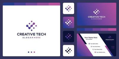 chek logo shape with tech style and gradient color. business card. vector