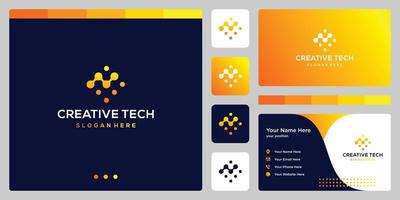 logotipo analítico con estilo tecnológico y color degradado. tarjeta de visita. vector