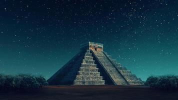 pyramid mexico at night
