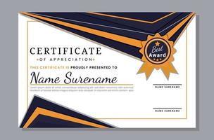 Certificate of achievement template with a gold luxury badge illustration vector