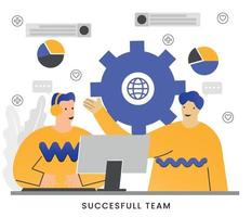 Flat vector illustration business teamwork concept