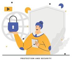 protección de ilustración vectorial plana y concepto de datos de seguridad vector