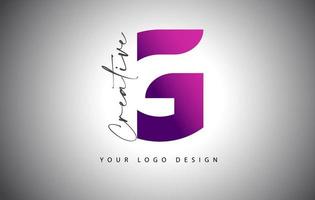 Creative Letter G Logo With Purple Gradient and Creative Letter Cut. vector
