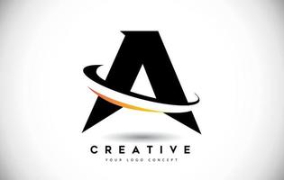 Letter A Swoosh Logo With Creative Curved Swoosh Icon Vector. vector