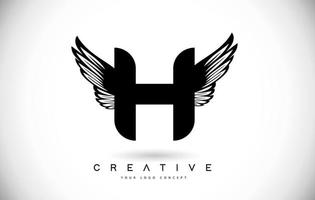 H Letter Logo with Wings. Creative Wing Letter H Logo icon Design Vector