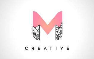 Letter M Beauty Logo. M Letter Design Vector with Origami Look Vector