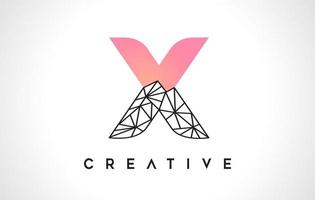 Letter X Beauty Logo. X Letter Design Vector with Origami Look Vector