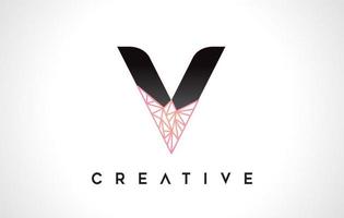 Letter V Beauty Logo. V Letter Design Vector with Origami Look Vector