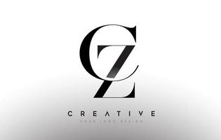 CZ cz letter design logo logotype icon concept with serif font and classic elegant style look vector