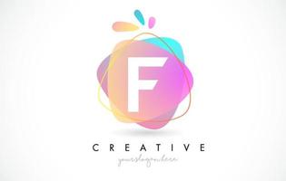 F Letter Logo Design with Vibrant Colorful Splash rounded shapes. Pink and Blue Orange abstract Design Letter Icon Vector. vector