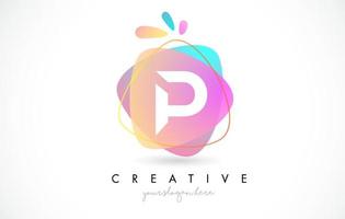P Letter Logo Design with Vibrant Colorful Splash rounded shapes. Pink and Blue Orange abstract Design Letter Icon Vector. vector