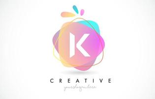 K Letter Logo Design with Vibrant Colorful Splash rounded shapes. Pink and Blue Orange abstract Design Letter Icon Vector. vector