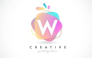 W Letter Logo Design with Vibrant Colorful Splash rounded shapes. Pink and Blue Orange abstract Design Letter Icon Vector. vector