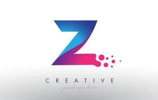 Diseño de letra z con círculos de burbujas de puntos creativos y colores azul rosa vector