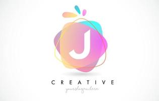 J Letter Logo Design with Vibrant Colorful Splash rounded shapes. Pink and Blue Orange abstract Design Letter Icon Vector. vector