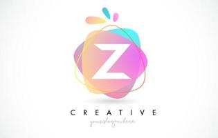 Z Letter Logo Design with Vibrant Colorful Splash rounded shapes. Pink and Blue Orange abstract Design Letter Icon Vector. vector