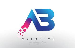 Diseño de letra ab con círculos de burbujas de puntos creativos y colores azul rosa vector