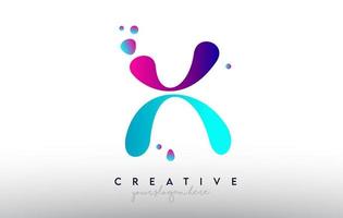 H Letter Design Logo. Rainbow Bubble Gum Letter Colors with Dots and Fluid Colorful Creative Shapes vector