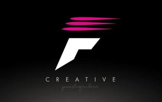 F blanco y rosa swoosh letter logo diseño de letra con concepto creativo idea vectorial vector