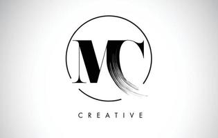 MC Brush Stroke Letter Logo Design. Black Paint Logo Leters Icon. vector