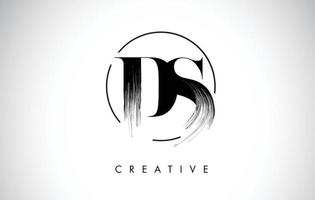 DS Brush Stroke Letter Logo Design. Black Paint Logo Leters Icon. vector