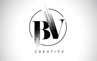 BV Brush Stroke Letter Logo Design. Black Paint Logo Leters Icon. vector