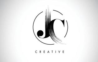 JC Brush Stroke Letter Logo Design. Black Paint Logo Leters Icon. vector