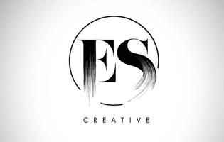 ES Brush Stroke Letter Logo Design. Black Paint Logo Leters Icon. vector