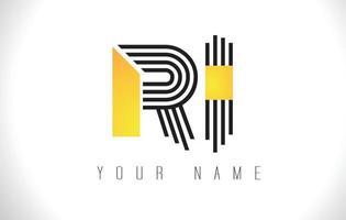 RI Black Lines Letter Logo. Creative Line Letters Vector Template.