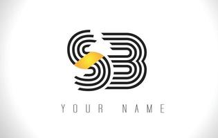 Logotipo de letra de líneas negras sb. Plantilla de vector de letras de línea creativa.