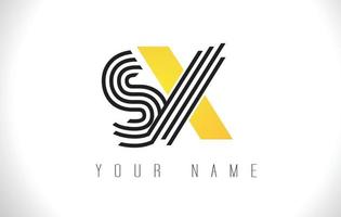 SX Black Lines Letter Logo. Creative Line Letters Vector Template.