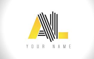 AL Black Lines Letter Logo. Creative Line Letters Vector Template.