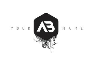 AB Letter Logo Design with Black Ink Spill vector