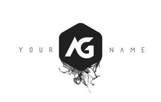 AG Letter Logo Design with Black Ink Spill vector