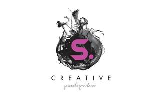 S Letter Logo Design with Ink Cloud Texture. vector