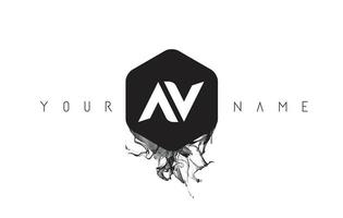 AV Letter Logo Design with Black Ink Spill vector