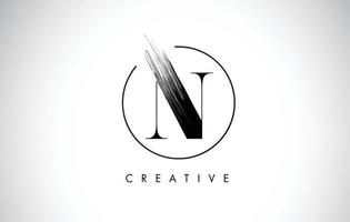 N Brush Stroke Letter Logo Design. Black Paint Logo Leters Icon. vector