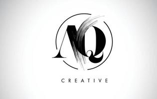 AQ Brush Stroke Letter Logo Design. Black Paint Logo Leters Icon. vector