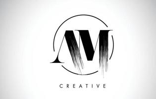 AM Brush Stroke Letter Logo Design. Black Paint Logo Leters Icon. vector