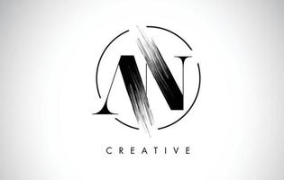 AN Brush Stroke Letter Logo Design. Black Paint Logo Leters Icon. vector